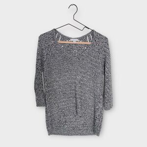 NY & Company Women's Sweater Sz M V-Neck Light 3/4 Sleeve Tunic Pullover